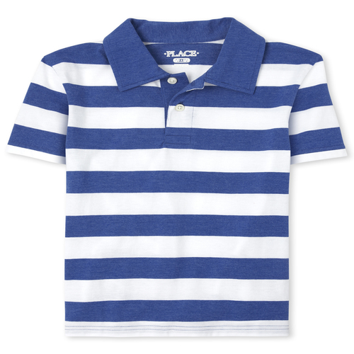 

Boys Boys Striped Jersey Polo - Blue - The Children's Place
