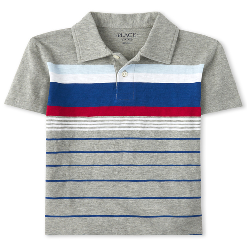 

s Boys Striped Jersey Polo - Gray - The Children's Place