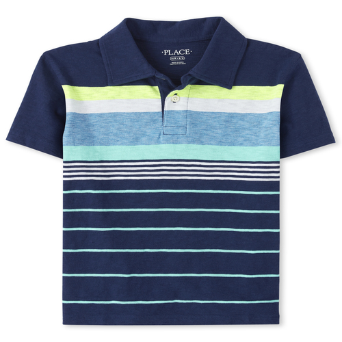 

s Boys Striped Jersey Polo - Blue - The Children's Place