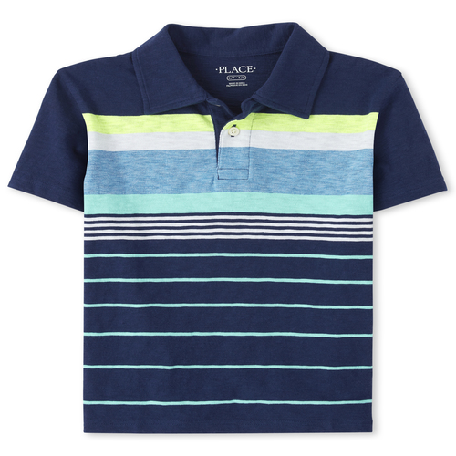 

s Boys Striped Jersey Polo - Blue - The Children's Place