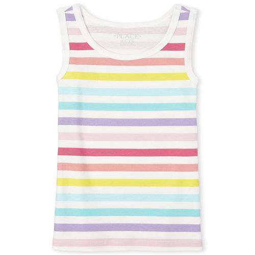 

Girls Rainbow Striped Tank Top - White - The Children's Place