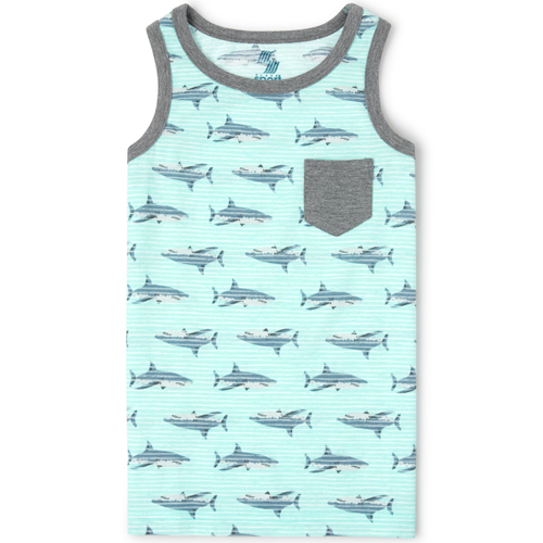 

Boys Boys Mix And Match Shark Pocket Tank Top - Green - The Children's Place