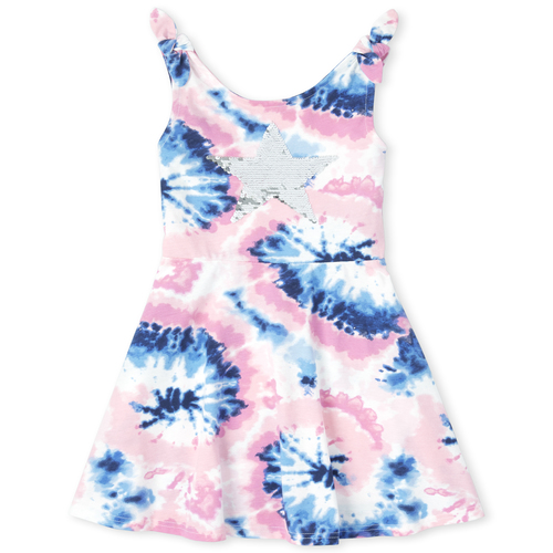 

Girls Flip Sequin Star Tie Dye Tie Shoulder Dress - Blue - The Children's Place