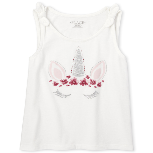 

Girls Mix And Match Glitter Love Tie Shoulder Tank Top - White - The Children's Place