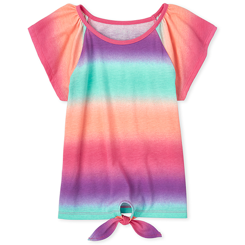

Girls Mix And Match Print Tie Front Top - Pink - The Children's Place