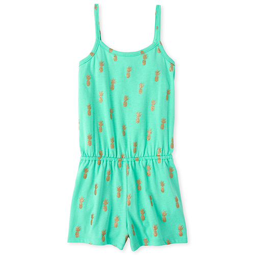 

Girls Glitter Pineapple Romper - Green - The Children's Place