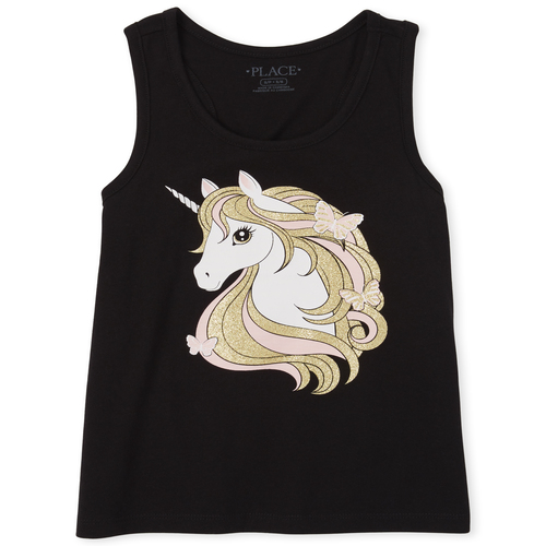 

Girls Mix And Match Glitter Tank Top - Black - The Children's Place