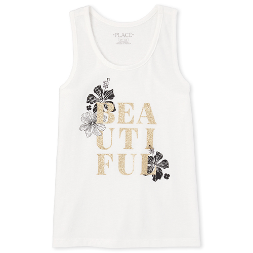 

Girls Mix And Match Glitter Tank Top - White - The Children's Place
