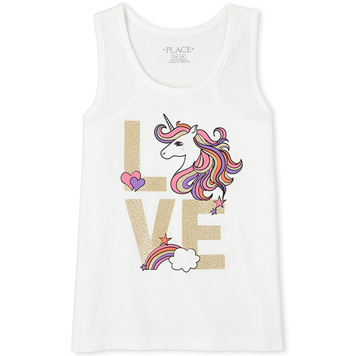 

Girls Mix And Match Glitter Graphic Tank Top - White - The Children's Place