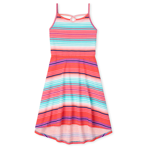 

Girls Striped High Low Dress - Pink - The Children's Place