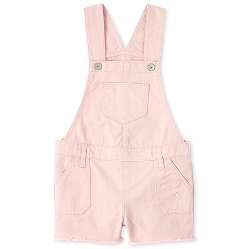

Girls Distressed Twill Shortalls - Pink - The Children's Place