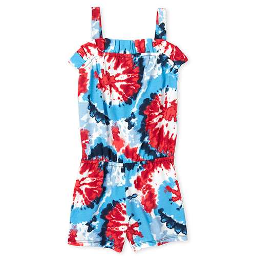 

Girls Americana Tie Dye Romper - Red - The Children's Place
