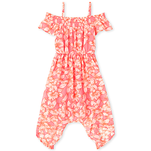 

Girls Mommy And Me Floral Matching Off Shoulder Sharkbite Hem Dress - Pink - The Children's Place