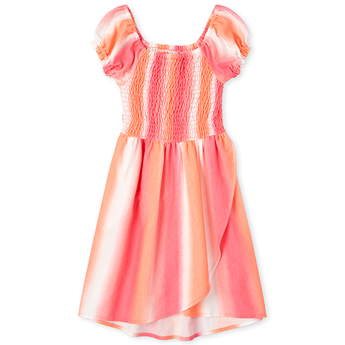 

Girls Ombre Smocked High Low Dress - Pink - The Children's Place