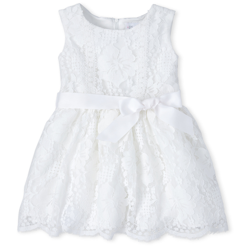 

Girls Lace Fit And Flare Dress - White - The Children's Place