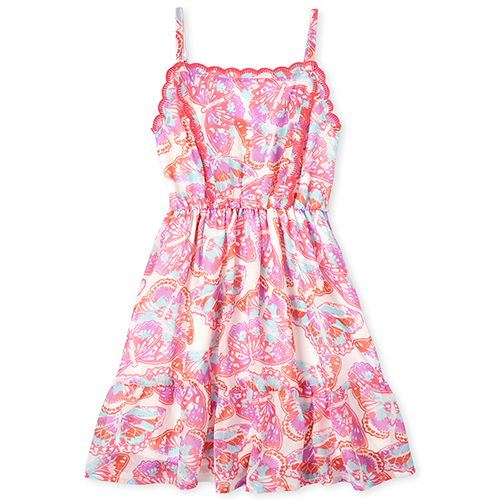 

Girls Butterfly Ruffle Dress - White - The Children's Place