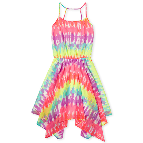 

Womens Mommy And Me Tie Dye Matching Sharkbite Hem Dress - White - The Children' Place