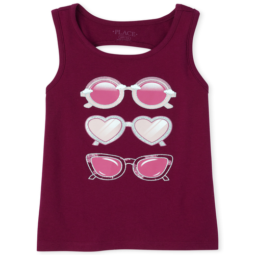 

Girls Mix And Match Glitter Cut Out Tank Top - Red - The Children's Place