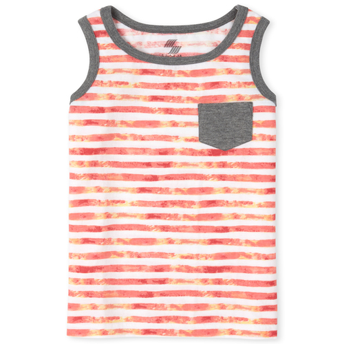

Boys Boys Mix And Match Striped Pocket Tank Top - Orange - The Children's Place