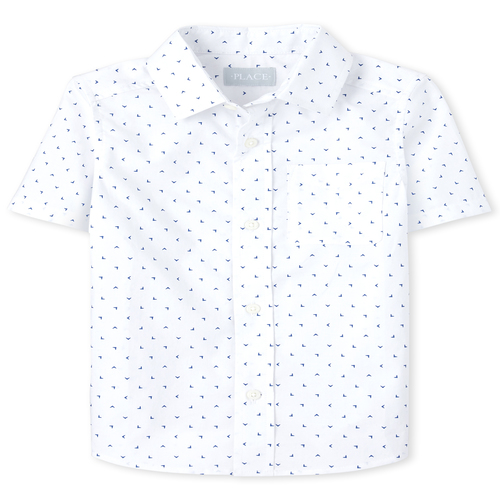 

Boys Boys Triangle Poplin Button Down Shirt - White - The Children's Place