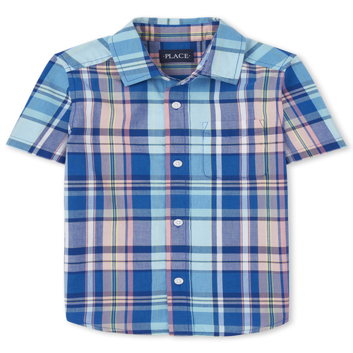 

s Boys Dad And Me Plaid Poplin Matching Button Down Shirt - Blue - The Children's Place
