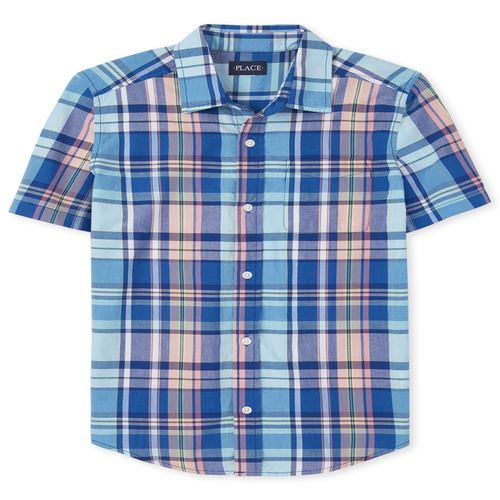 

Mens Dad And Me Plaid Poplin Matching Button Down Shirt - Blue - The Children' Place