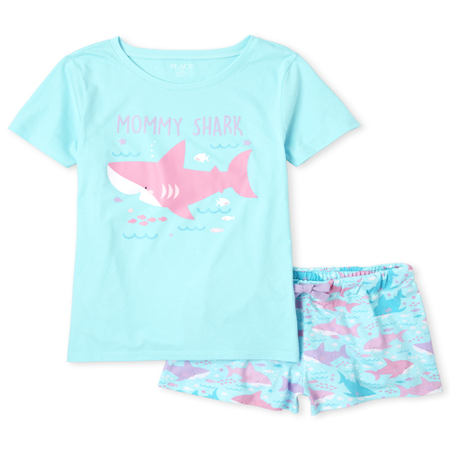 

Womens Matching Family Shark Cotton Pajamas - Blue - The Children' Place