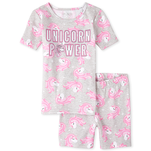 

s Glow Unicorn Power Snug Fit Cotton Pajamas - Gray - The Children's Place