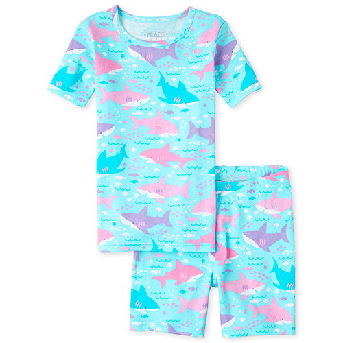 

s Matching Family Shark Snug Fit Cotton Pajamas - Blue - The Children's Place
