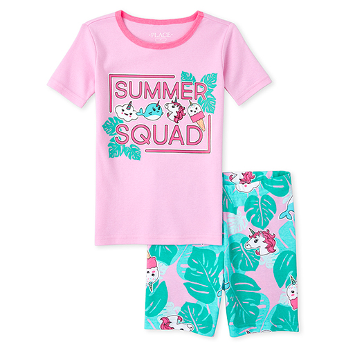 

s Summer Squad Unicorn Snug Fit Cotton Pajamas - Pink - The Children's Place