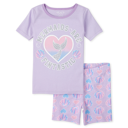 

s Glitter Mermaid Snug Fit Cotton Pajamas - Purple - The Children's Place