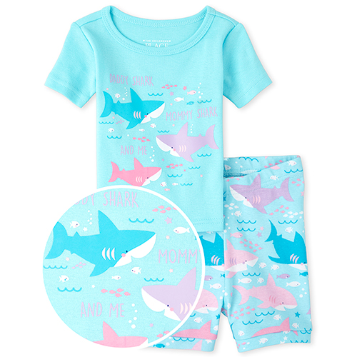 

s Baby And Toddler Matching Family Shark Snug Fit Cotton Pajamas - Blue - The Children's Place