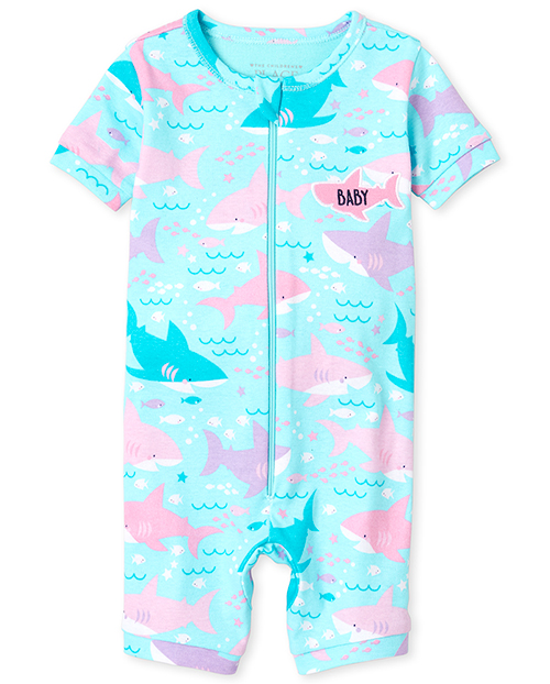 

s Baby And Toddler Matching Family Shark Snug Fit Cotton One Piece Pajamas - Blue - The Children's Place