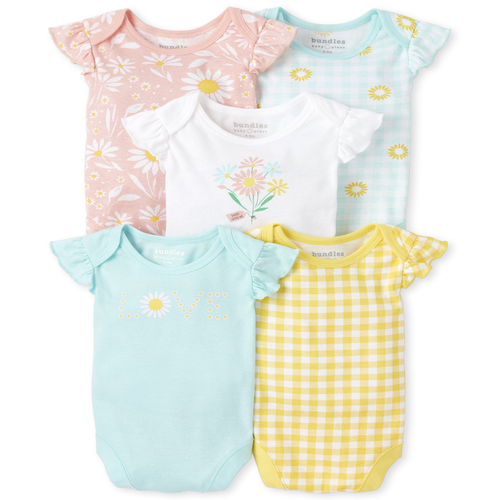

s Baby Daisy Bodysuit 5-Pack - White - The Children's Place