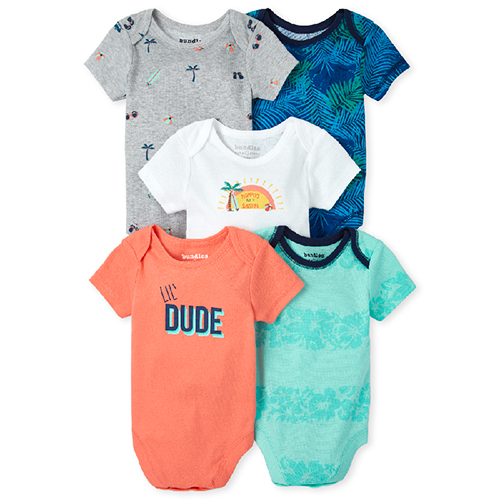 

s Baby Boys Surfer Graphic Bodysuit 5-Pack - White - The Children's Place