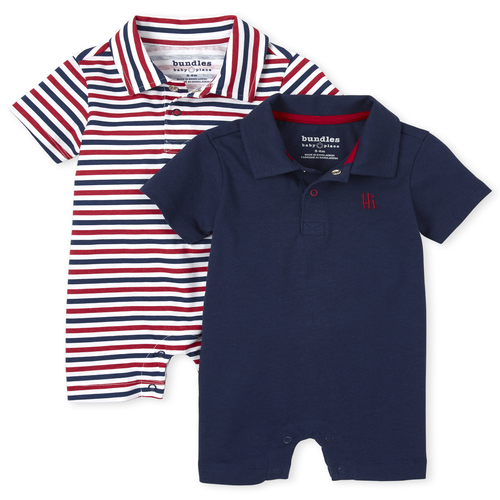 

Newborn Baby Boys Striped Polo Romper 2-Pack - Multi - The Children's Place