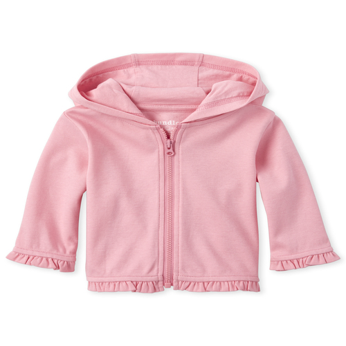

Newborn Baby Ruffle Zip Up Hoodie - Pink - The Children's Place
