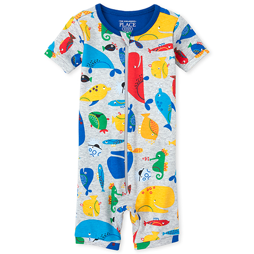 

s Baby And Toddler Boys Whale Snug Fit Cotton Cropped One Piece Pajamas - Gray - The Children's Place