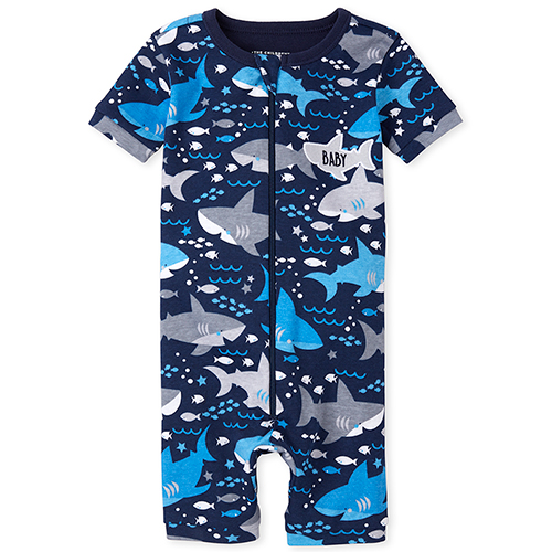 

s Baby And Toddler Boys Matching Family Shark Snug Fit Cotton Cropped One Piece Pajamas - Blue - The Children's Place