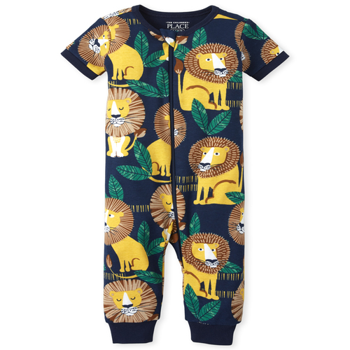 

s Baby And Toddler Boys Lion Snug Fit Cotton One Piece Pajamas - Blue - The Children's Place