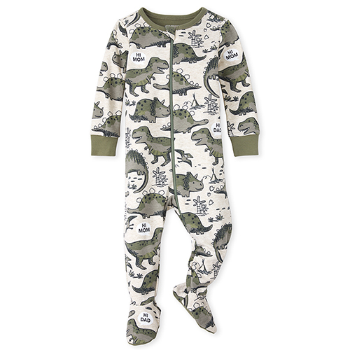 

s Baby And Toddler Boys Dino Snug Fit Cotton One Piece Pajamas - Tan - The Children's Place