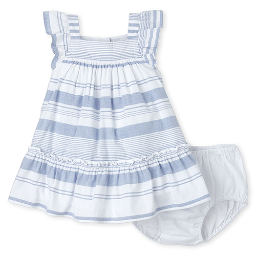 

Newborn Baby Mommy And Me Striped Matching Ruffle Dress - White - The Children's Place
