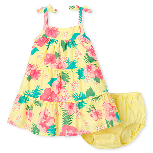 

Newborn Baby Floral Tiered Dress - Green - The Children's Place