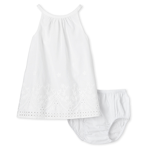 

Newborn Baby Eyelet Shift Dress - White - The Children's Place