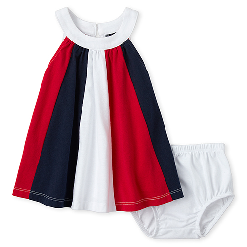 

Newborn Baby Americana Striped Dress - White - The Children's Place