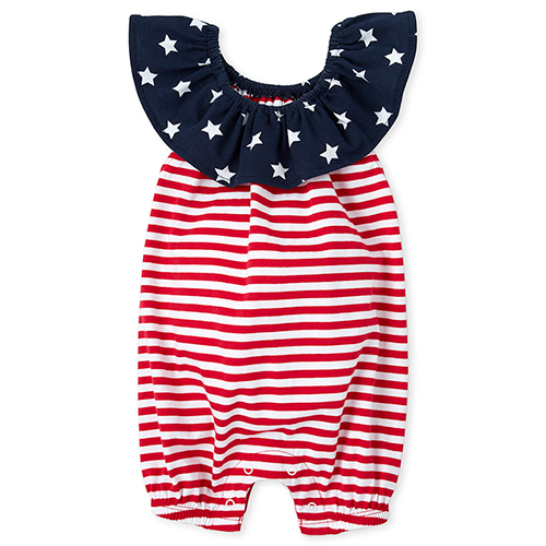 

Newborn Baby Americana Stars Ruffle Romper - Red - The Children's Place