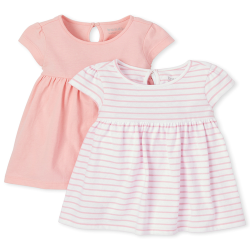 

Newborn Baby Striped Bodysuit Dress 2-Pack - Pink - The Children's Place