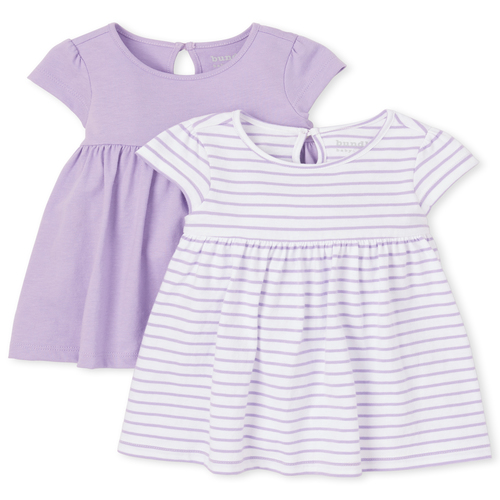 

Newborn Baby Striped Bodysuit Dress 2-Pack - Purple - The Children's Place