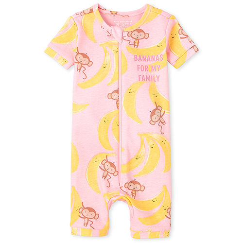 

s Baby And Toddler Banana Family Snug Fit Cotton Cropped One Piece Pajamas - Pink - The Children's Place