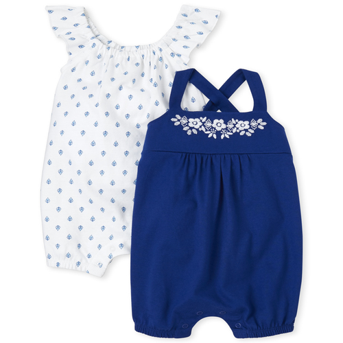 

Newborn Baby Floral Romper 2-Pack - Blue - The Children's Place
